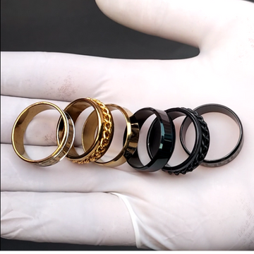 Modern 3-Pack Ring Set – Gold and Black Styles