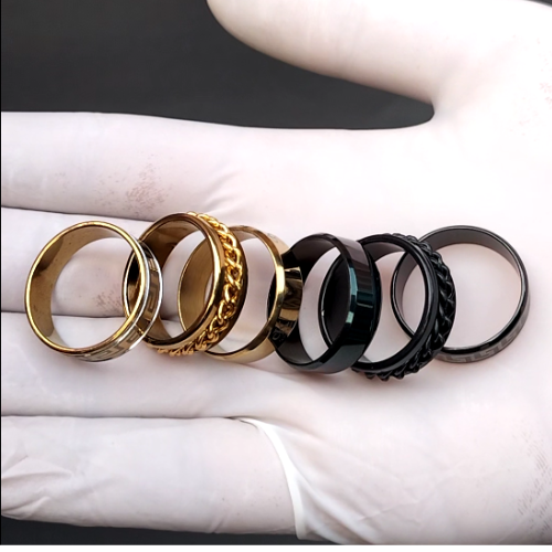 Modern 3-Pack Ring Set – Gold and Black Styles