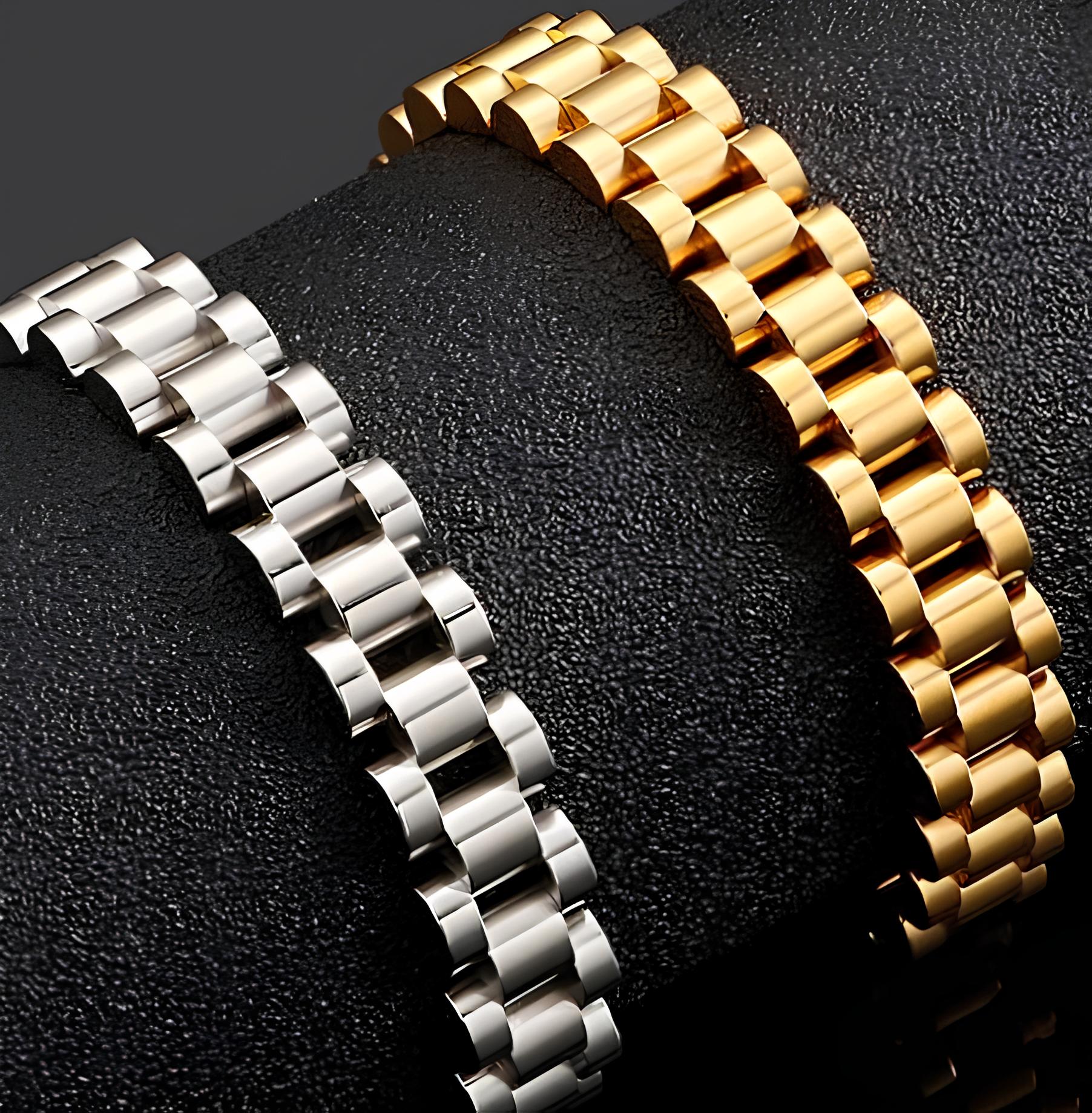Luxury Stainless Steel Bracelet – Elegant Gold & Silver Design